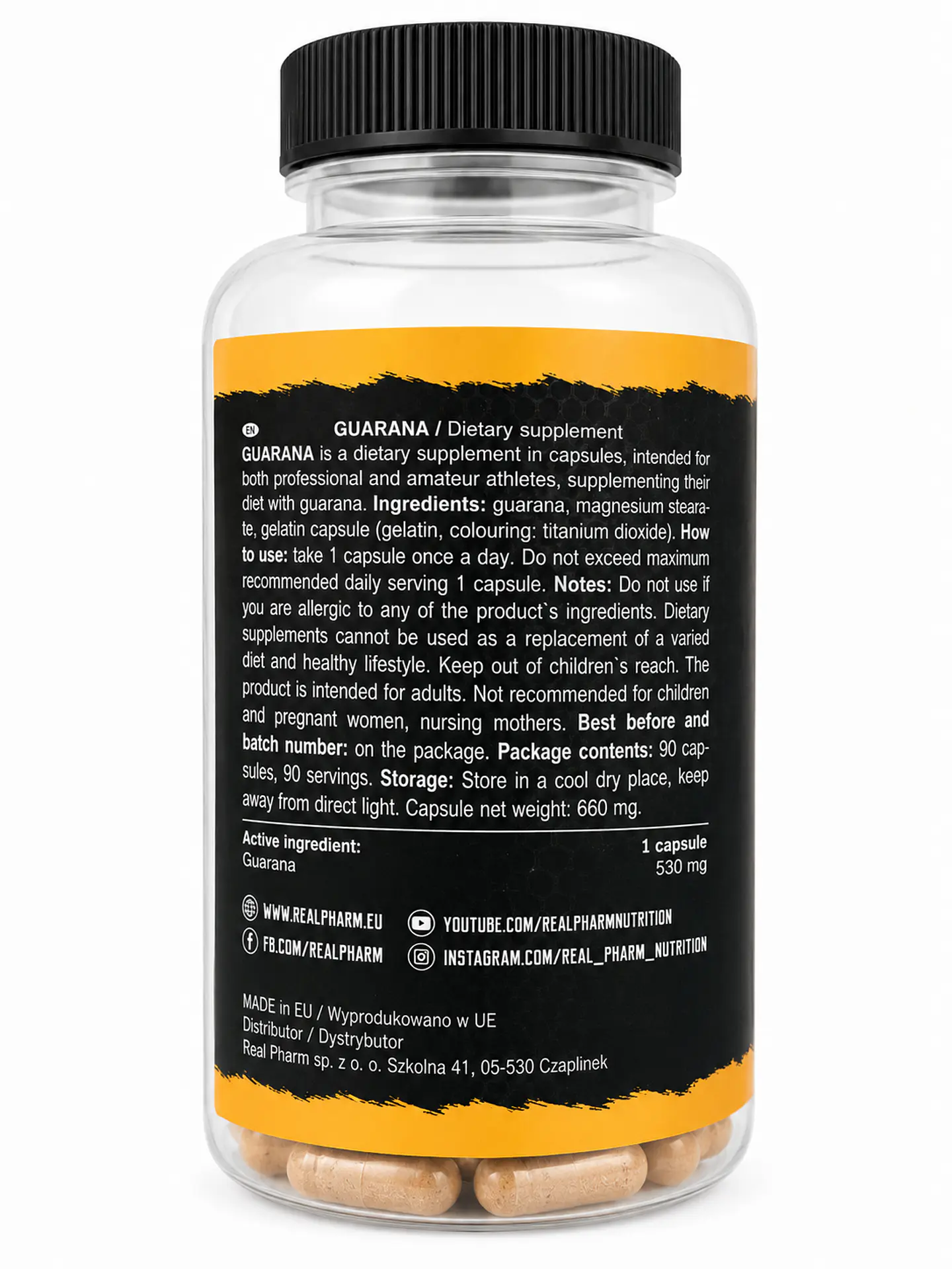 Guarana 90 Capsulas 530mg - Real Pharm 2
