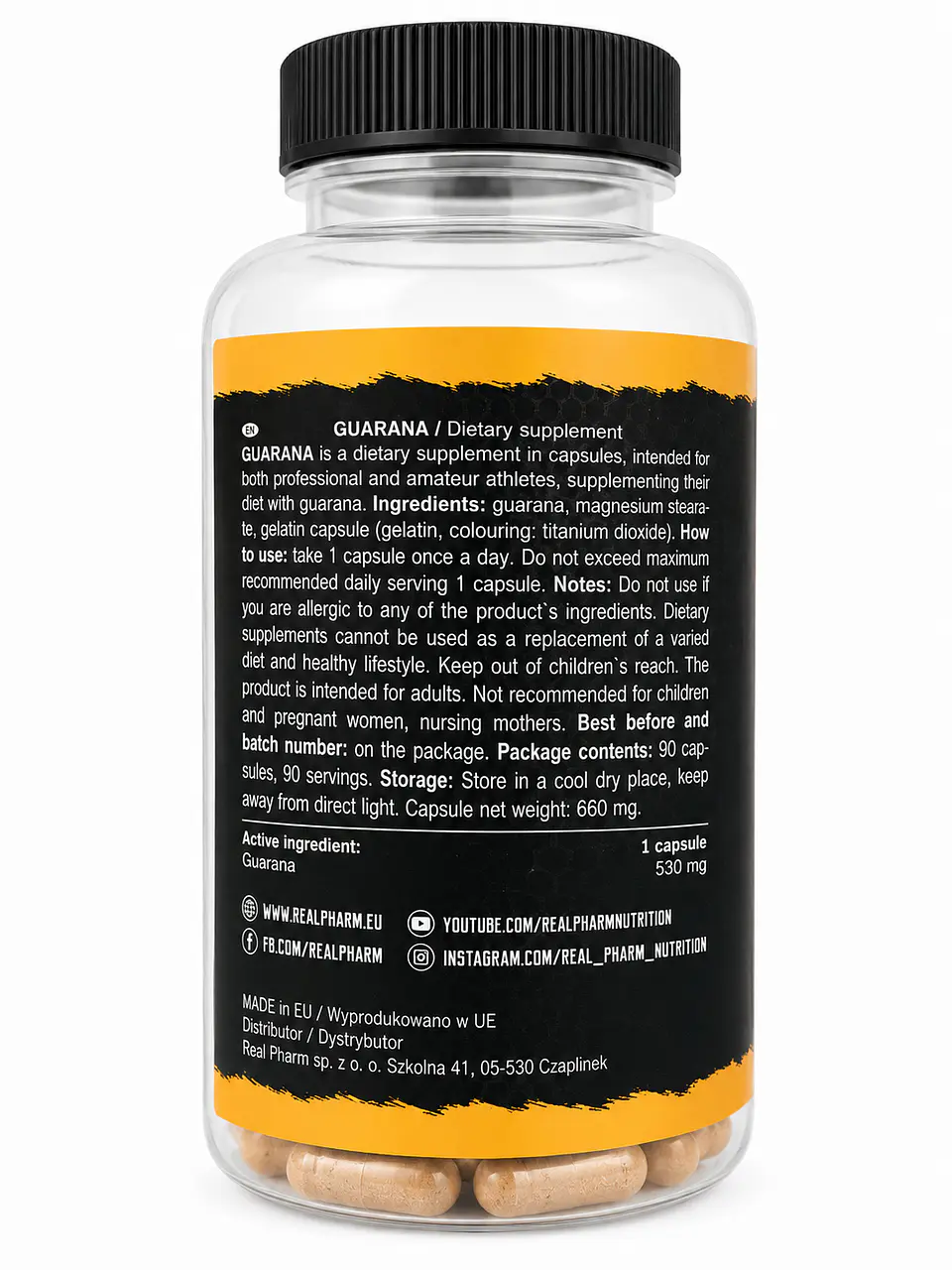 Guarana 90 Capsulas 530mg - Real Pharm 2