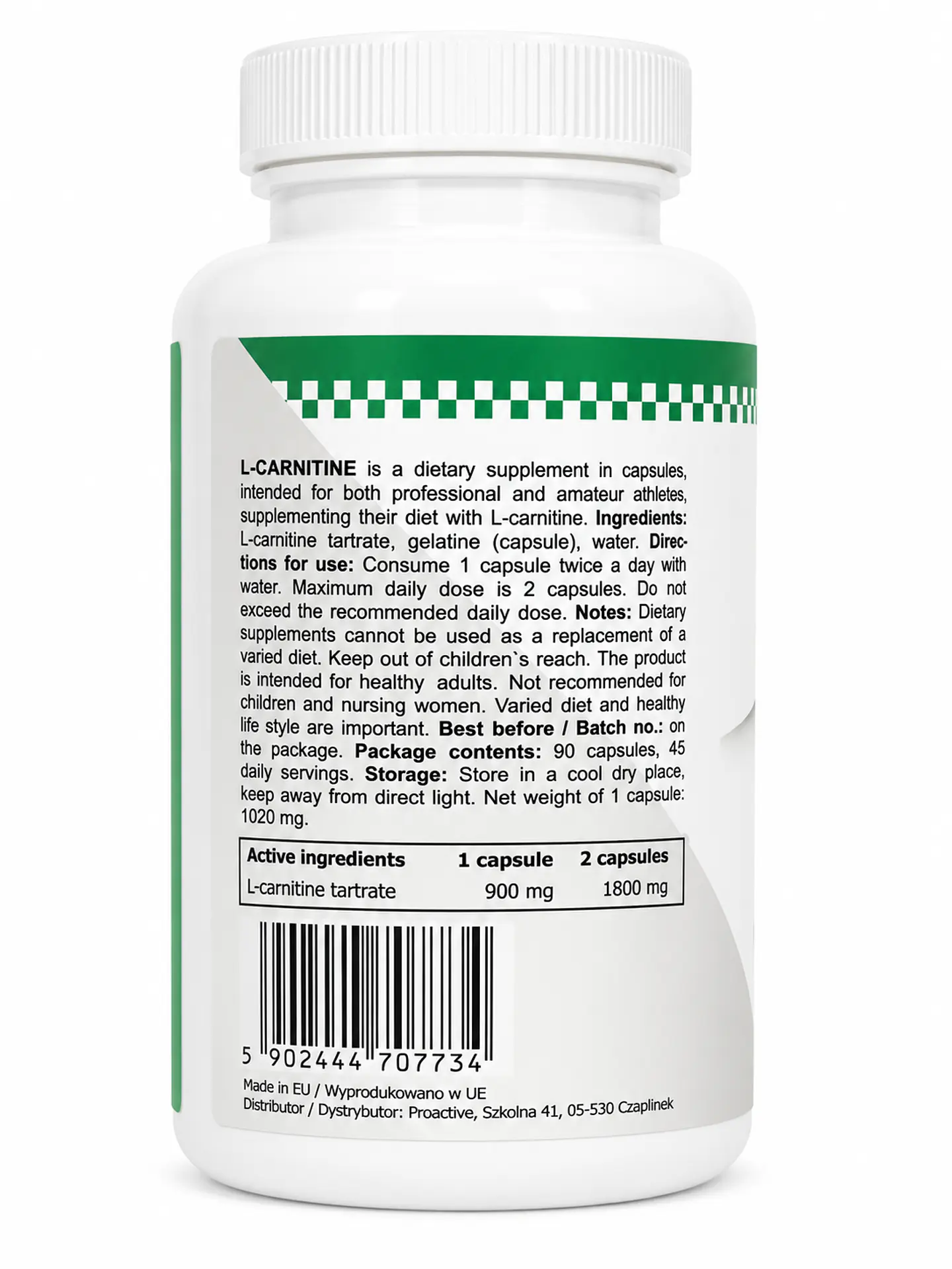 L-Carnitina 900Mg 90 Caps - Proactive 2