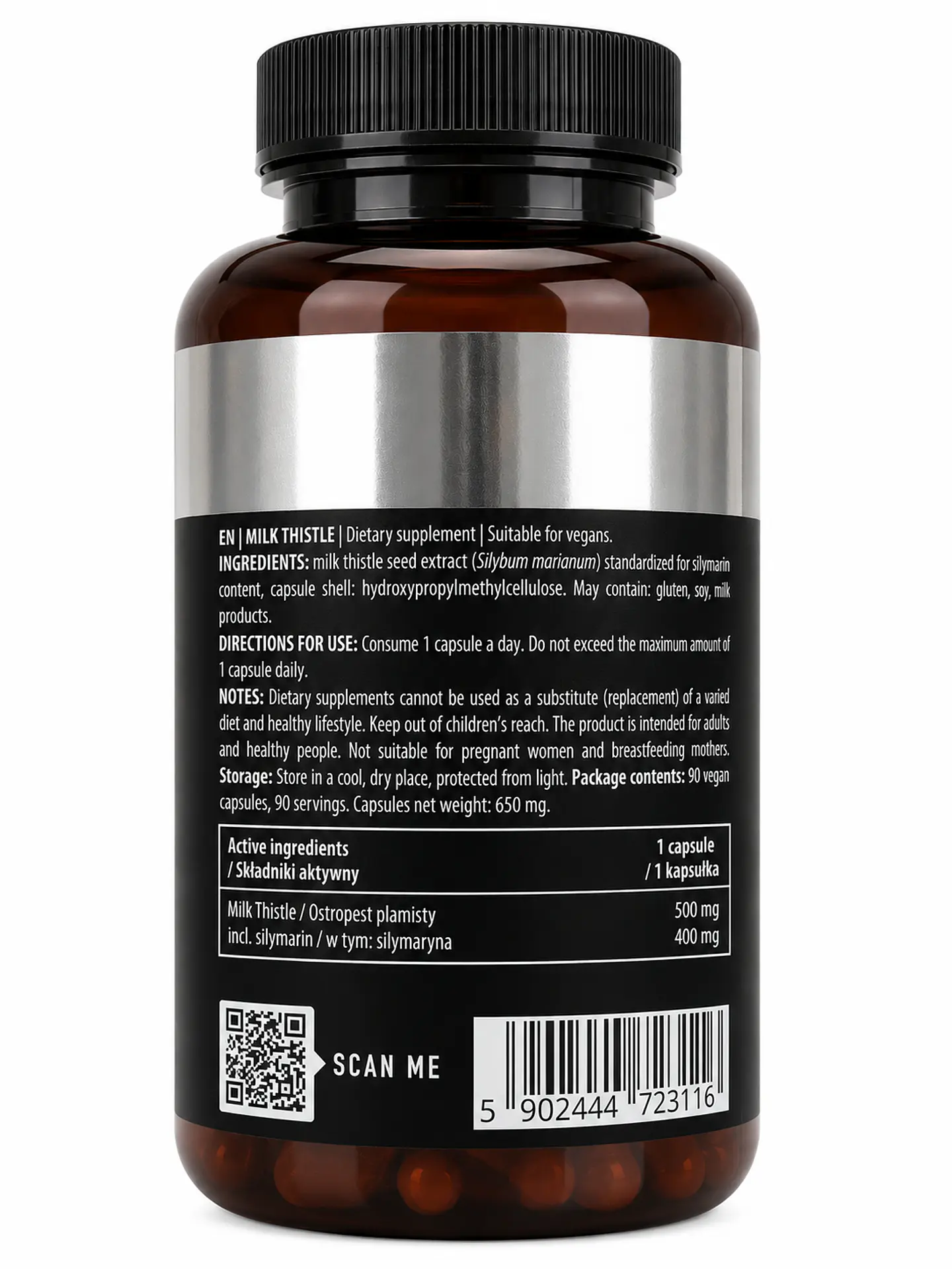 Milk Thistle estandarizado 500mg 90 vege caps - Real Pharm 2