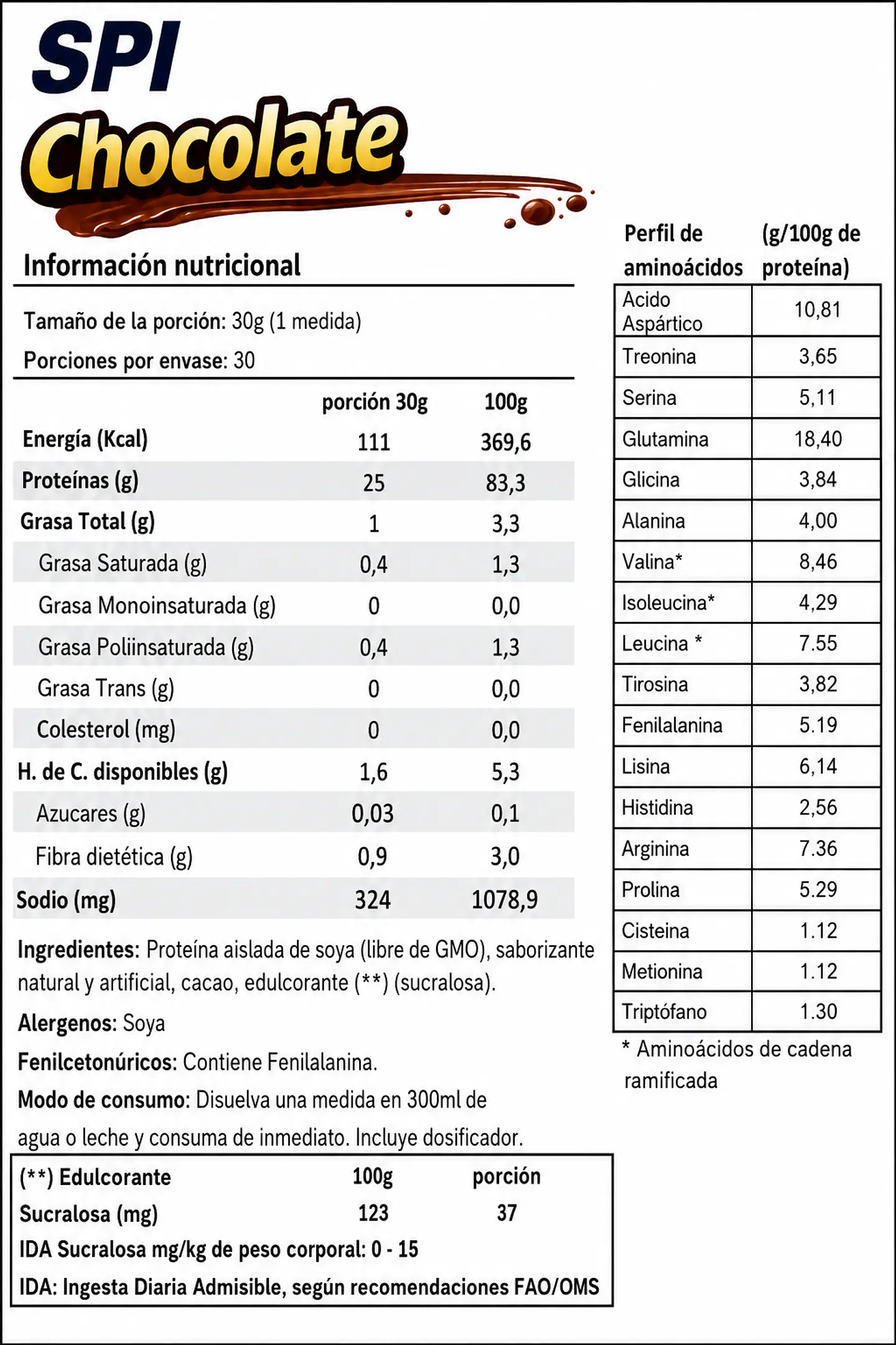 SPI Sabores - Proteína Aislada de Soya Sabores 2lb (900g) Maese 3