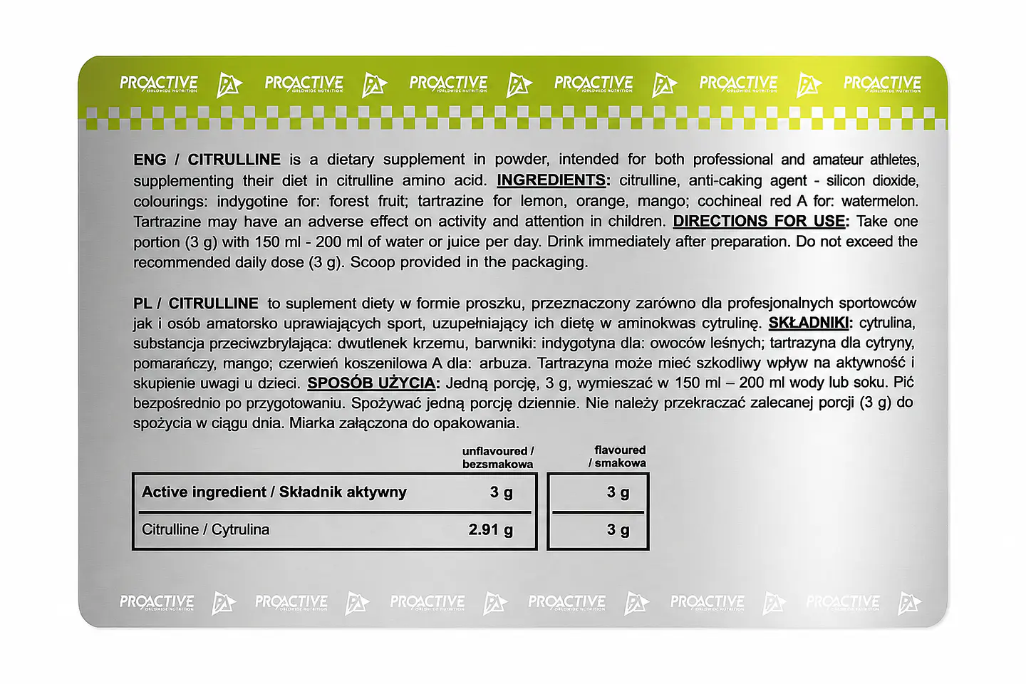 Citrulina Malato Proactive 300g 2
