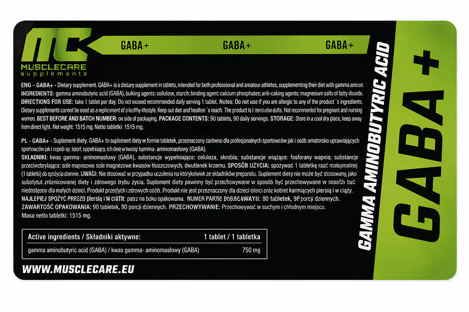 Gaba+ 90tabs 750mg Muscle Care 2