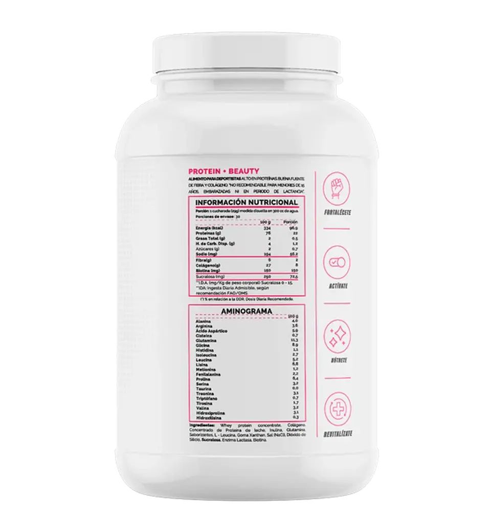 4Active Protein Beauty+ Proteína 870g | 30 Servicios- Recuperación muscular diaria 3