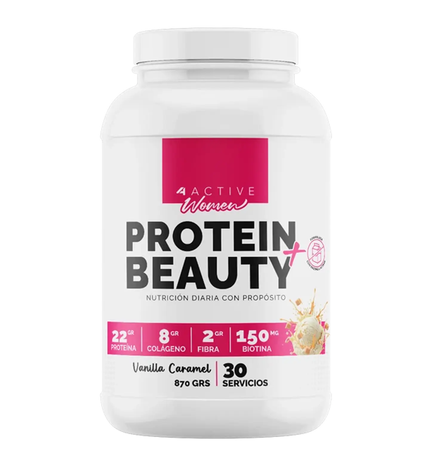 4Active Protein Beauty+ Proteína 870g | 30 Servicios- Recuperación muscular diaria 4