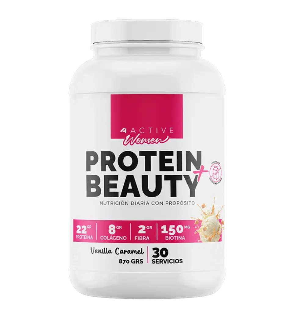 4Active Protein Beauty+ Proteína 870g | 30 Servicios- Recuperación muscular diaria 4