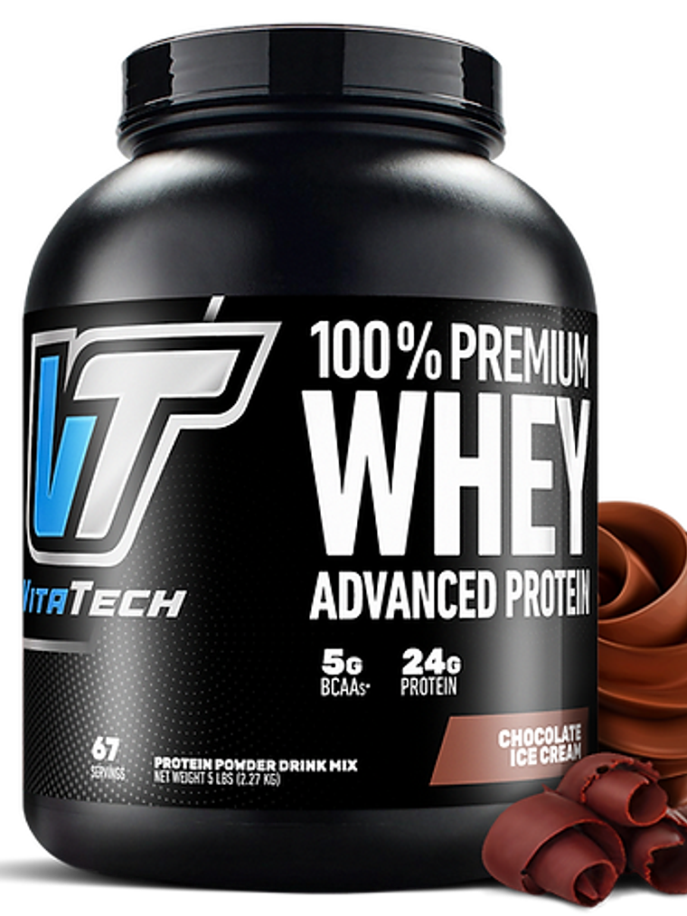 100% PREMIUM WHEY Advanced Protein - 5 lbs / 67 servicios, chocolate ice cream 1