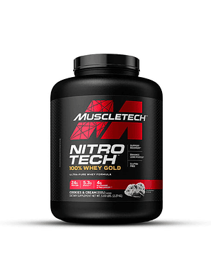NitroTech 100% WHEY GOLD - 5 lbs / 69 servicios, cookies & cream