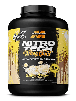 NitroTech 100% WHEY GOLD - 5 lbs / 68 servicios, banana cream (LIMITED EDITION)