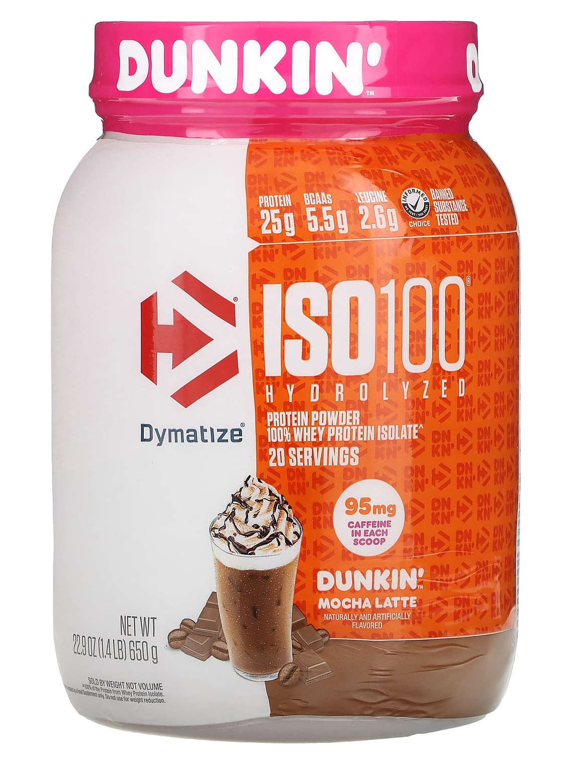 ISO 100 Hydrolyzed DUNKIN’ - 1.45 lbs / 20 servicios, mocha latte 1