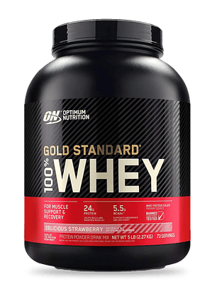  GOLD STANDARD 100% Whey - 5 lbs / 73 servicios, delicious strawberry 