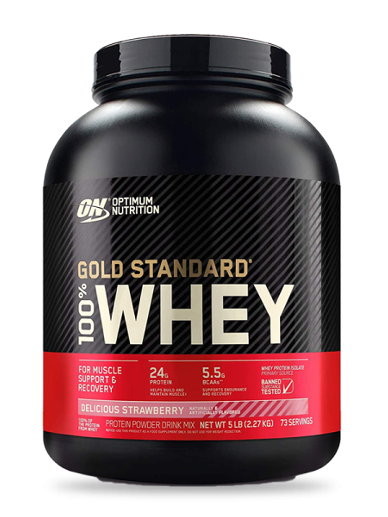  GOLD STANDARD 100% Whey - 5 lbs / 73 servicios, delicious strawberry  1