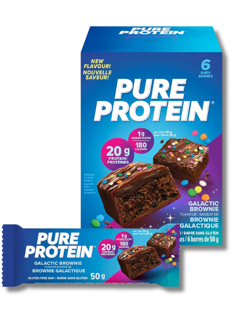 PURE PROTEIN 20 grs Protein Bar GLUTEN FREE - 6 unidades / 50 grs, galactic brownie 1