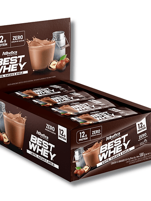 BEST WHEY ZERO 12 grs Protein Bar - 12 unidades / 49 grs, leite cacao & avellana