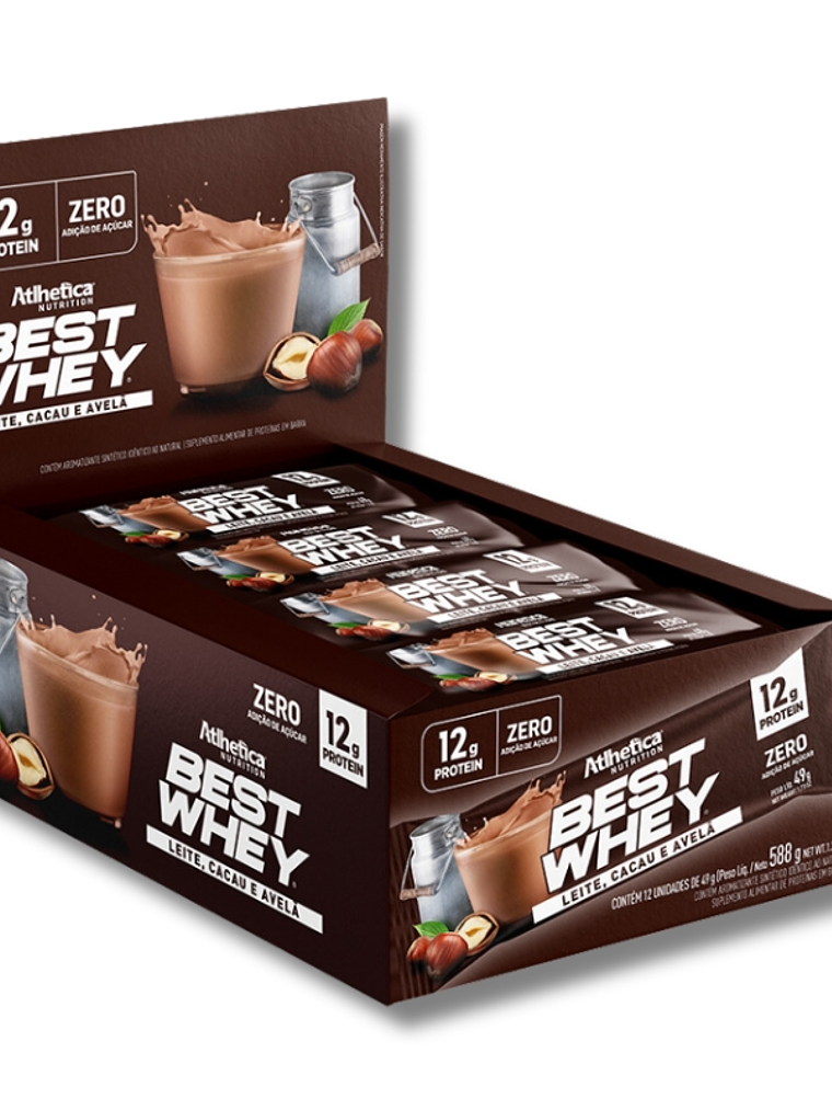 BEST WHEY ZERO 12 grs Protein Bar - 12 unidades / 49 grs, leite cacao & avellana 1