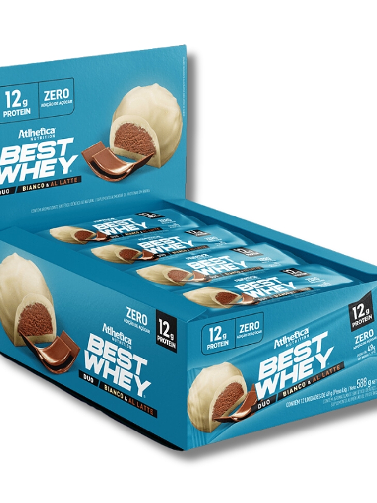 BEST WHEY ZERO 12 grs Protein Bar - 12 unidades / 49 grs, bianco & al latte (DUO) 1