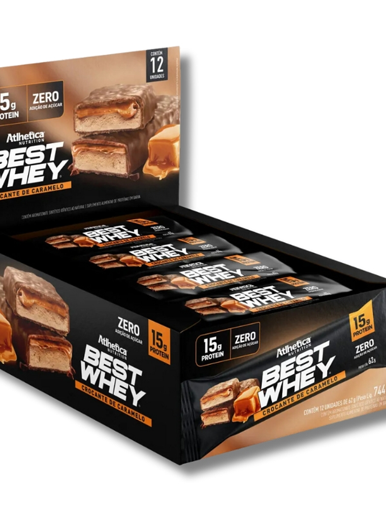 BEST WHEY ZERO 15 grs Protein Bar - 12 unidades / 62 grs, crocante de caramelo 1