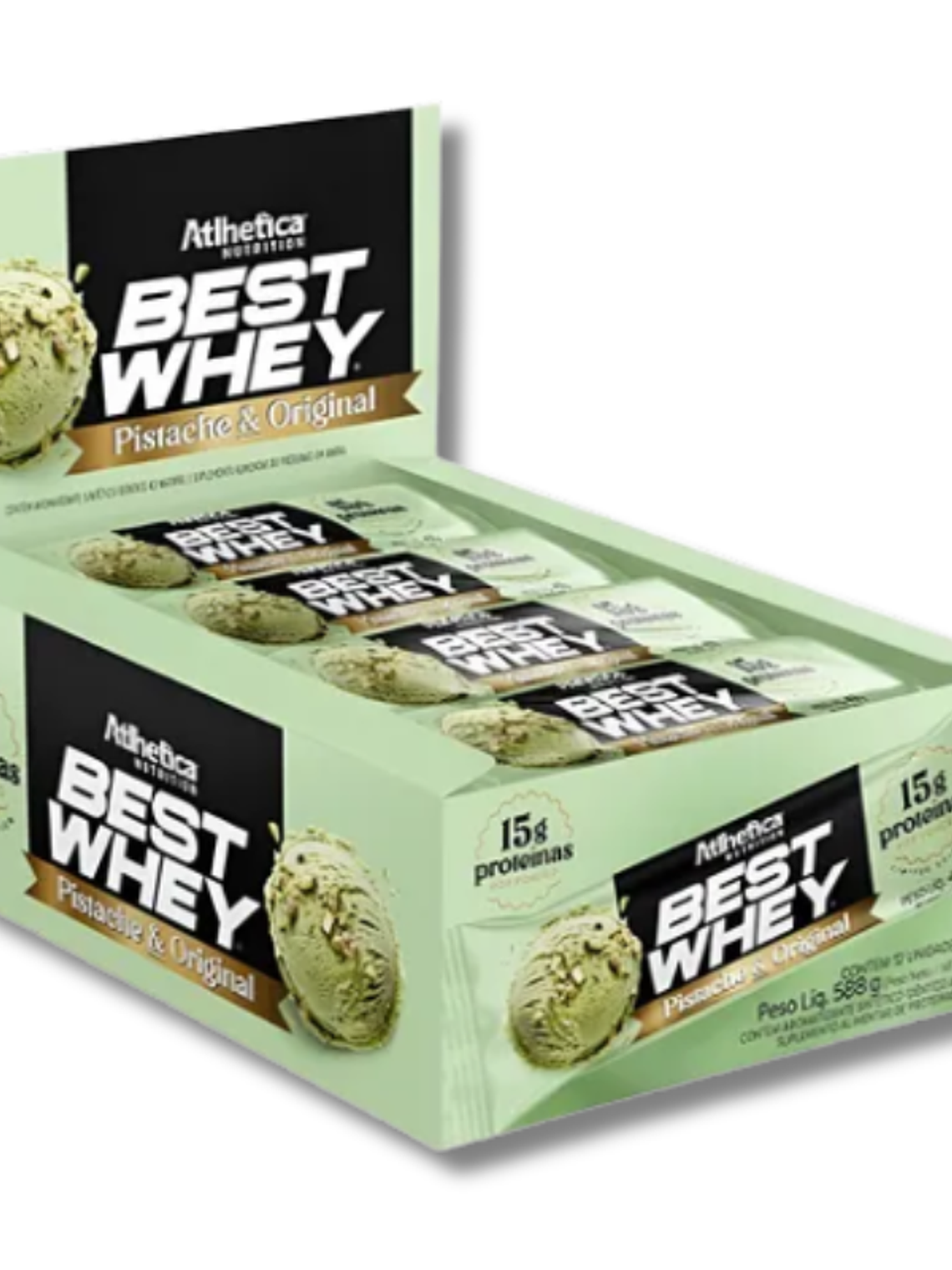 BEST WHEY ZERO 15 grs Protein Bar - 12 unidades / 62 grs, pistacho & original 1