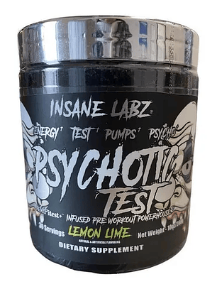 Psychotic TEST Infused Pre-Workout USA - 288 grs / 30 servicios, lemon lime