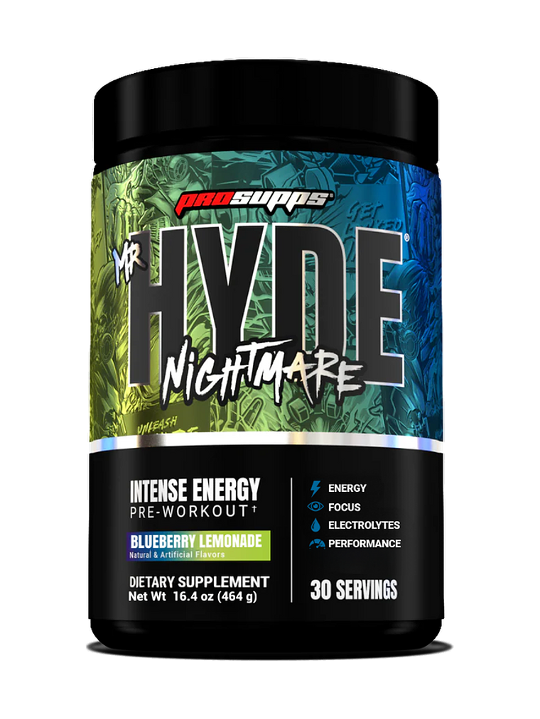 Mr Hyde NIGHTMARE Intense Energy PRE-WORKOUT - 464 grs / 30 servicios, blueberry lemonade 1