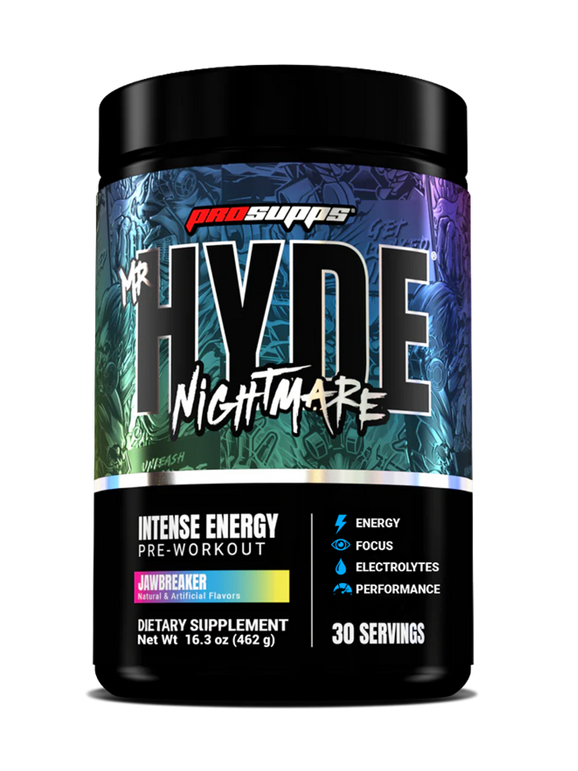 Mr Hyde NIGHTMARE Intense Energy PRE-WORKOUT - 462 grs / 30 servicios, jawbreaker 1