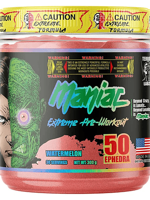 MANIAC EXTREME Pre-Workout USA - 300 grs / 30 servicios, watermelon