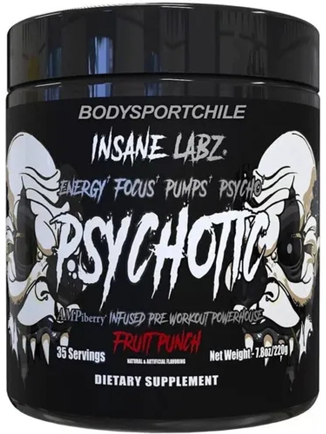 Psychotic BLACK Infused Pre-Workout USA - 220 grs / 35 servicios, fruit punch 1
