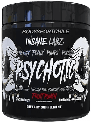 Psychotic BLACK Infused Pre-Workout USA - 220 grs / 35 servicios, fruit punch