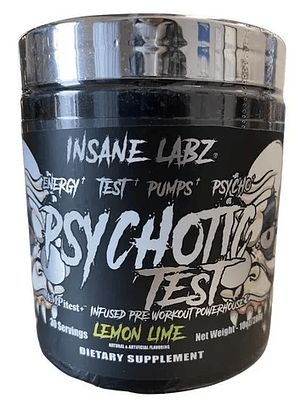 Psychotic TEST Infused Pre-Workout USA - 288 grs / 30 servicios, lemon lime