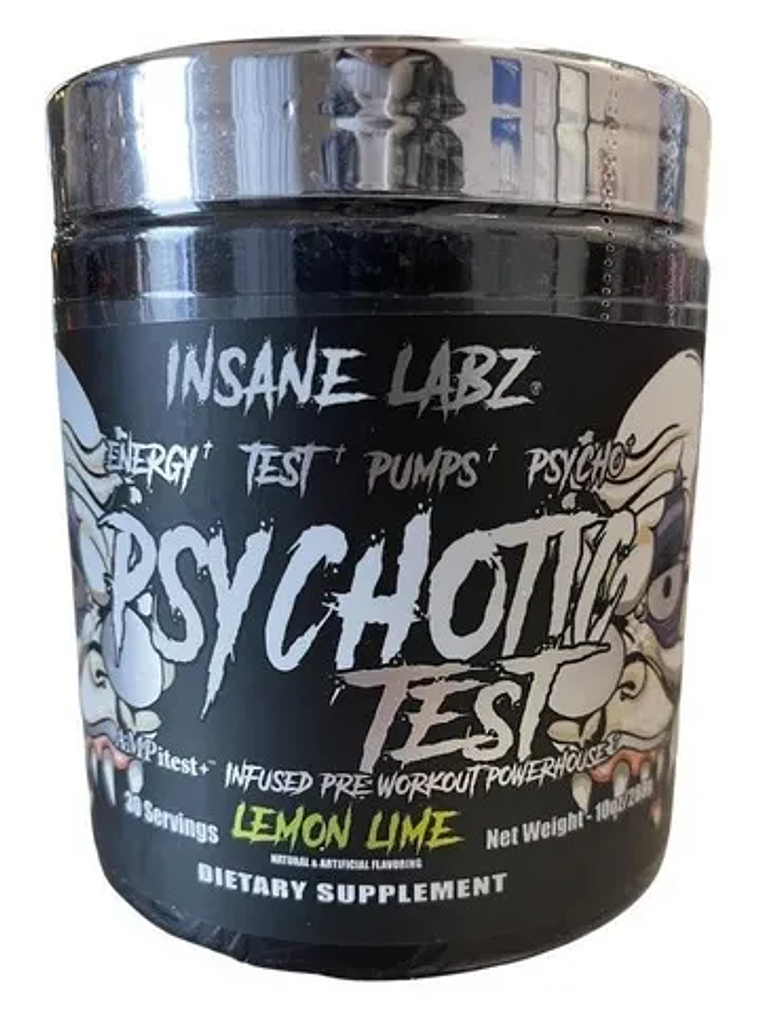 Psychotic TEST Infused Pre-Workout USA - 288 grs / 30 servicios, lemon lime 1