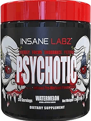 Psychotic RED Infused Pre-Workout USA - 214 grs / 35 servicios, watermelon