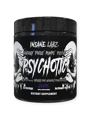 Psychotic BLACK Infused Pre-Workout USA - 228 grs / 35 servicios, grape