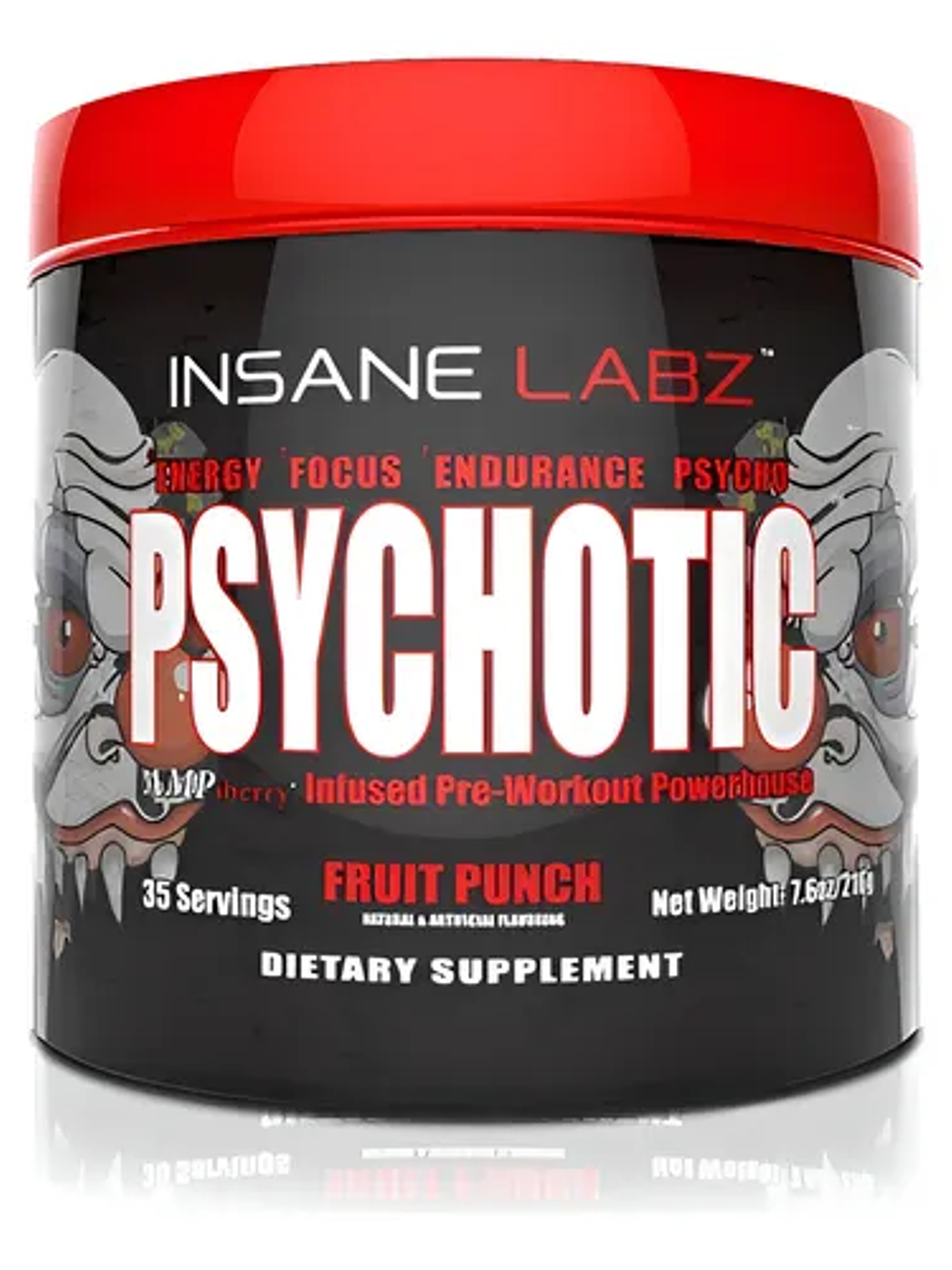 Psychotic RED Infused Pre-Workout USA - 215 grs / 35 servicios, fruit punch 1