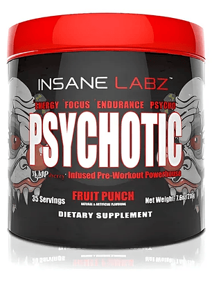 Psychotic RED Infused Pre-Workout USA - 215 grs / 35 servicios, fruit punch