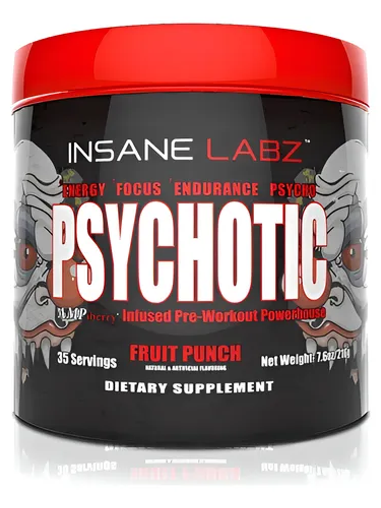 Psychotic RED Infused Pre-Workout USA - 215 grs / 35 servicios, fruit punch 1