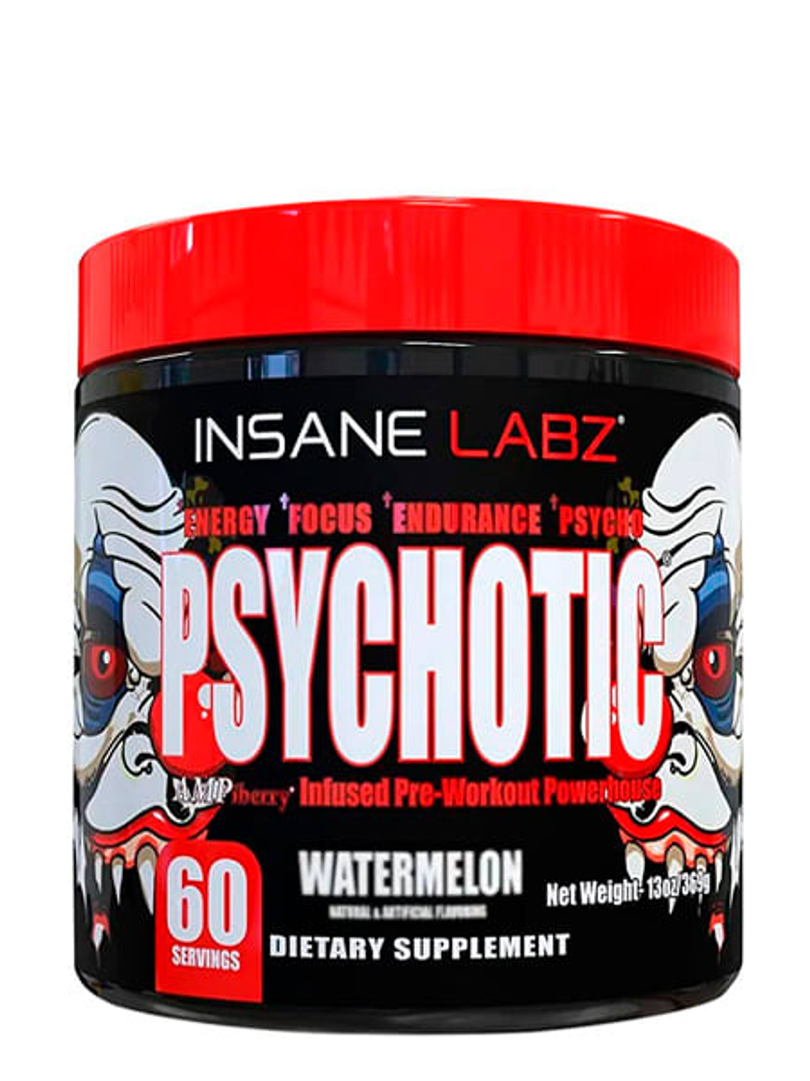 Psychotic RED Infused Pre-Workout USA - 366 grs / 60 servicios, watermelon 1