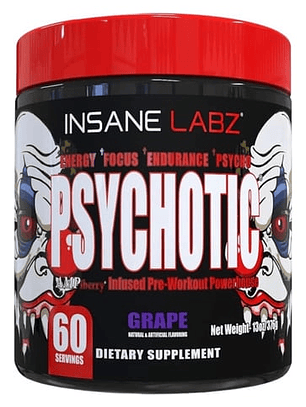 Psychotic RED Infused Pre-Workout USA - 376 grs / 60 servicios, grape