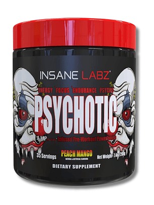 Psychotic RED Infused Pre-Workout USA - 208 grs / 35 servicios, peach mango