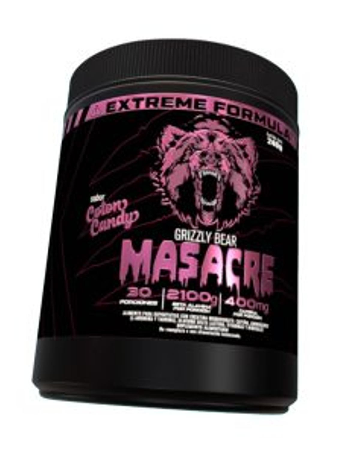 MASACRE Pre Workout - 240 grs / 30 servicios, coton candy 1