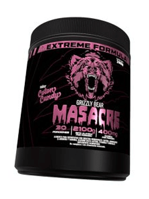 MASACRE Pre Workout - 240 grs / 30 servicios, coton candy