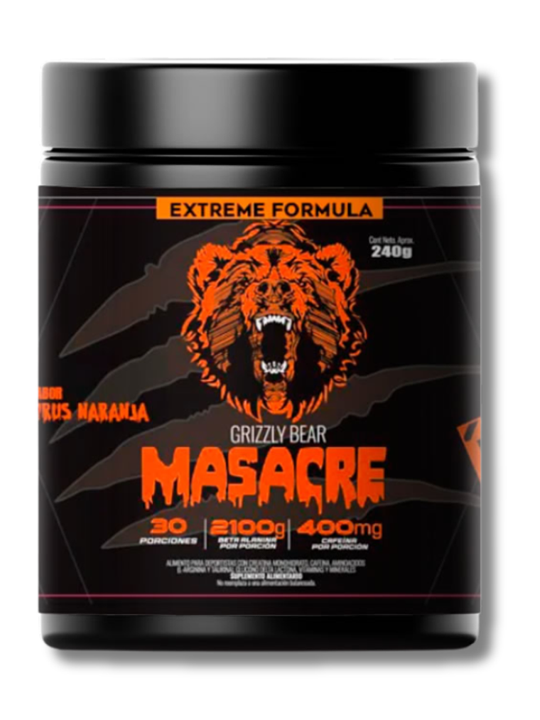 MASACRE Pre Workout - 240 grs / 30 servicios, citrus orange 1