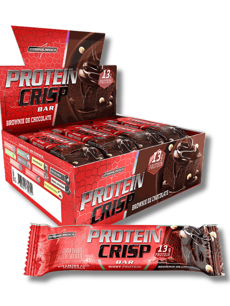 CRISP BAR 13 grs Protein - 12 unidades / 45 grs, brownie de chocolate 1