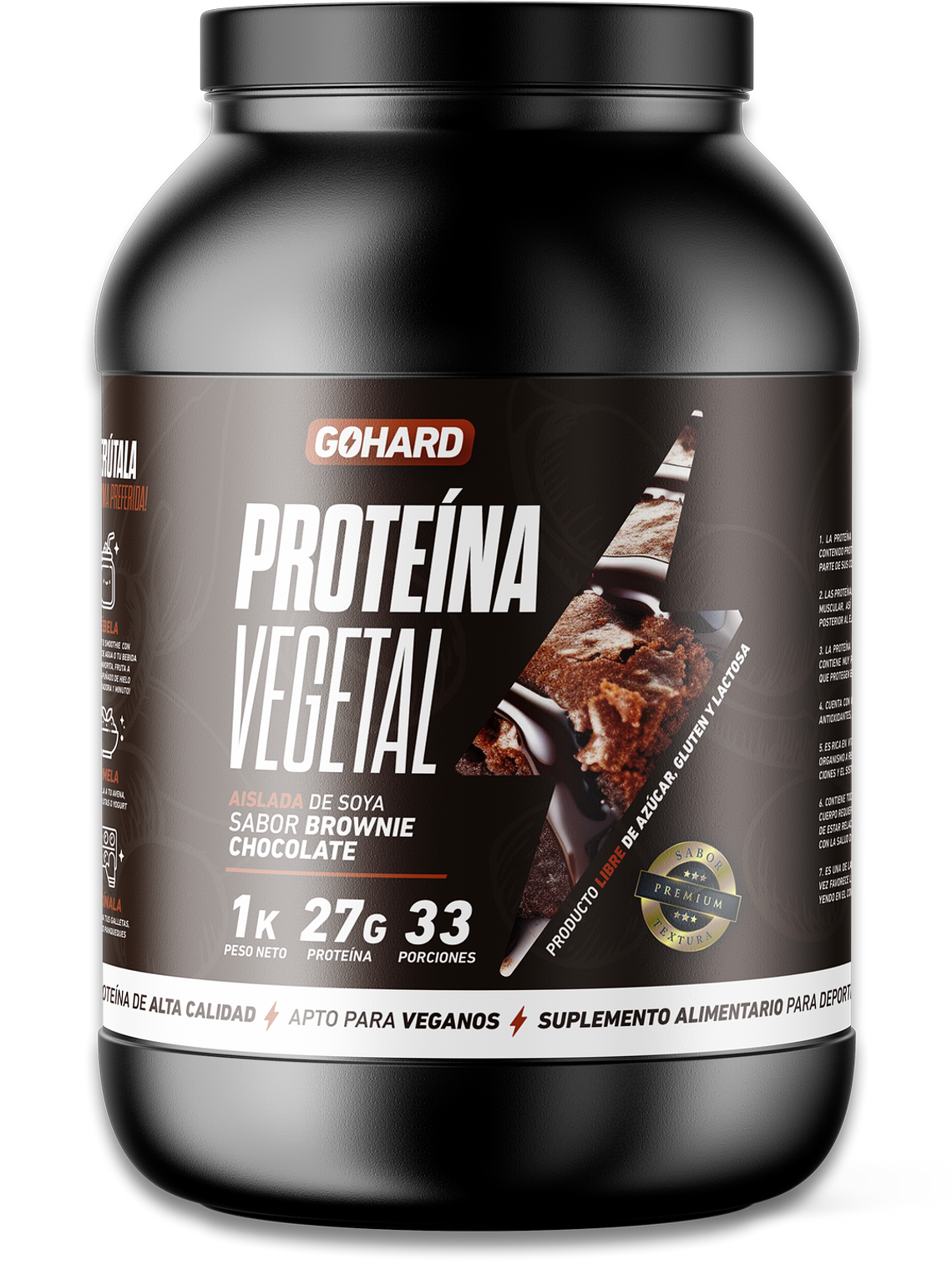 Proteína VEGETAL - 1 kg / 33 servicios, brownie chocolate 1