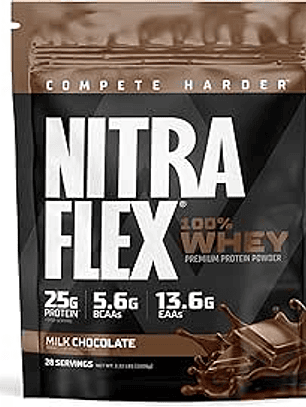 NITRAFLEX 100% Whey Premium Protein Powder - 2.2 lbs / 28 servicios, milk chocolate