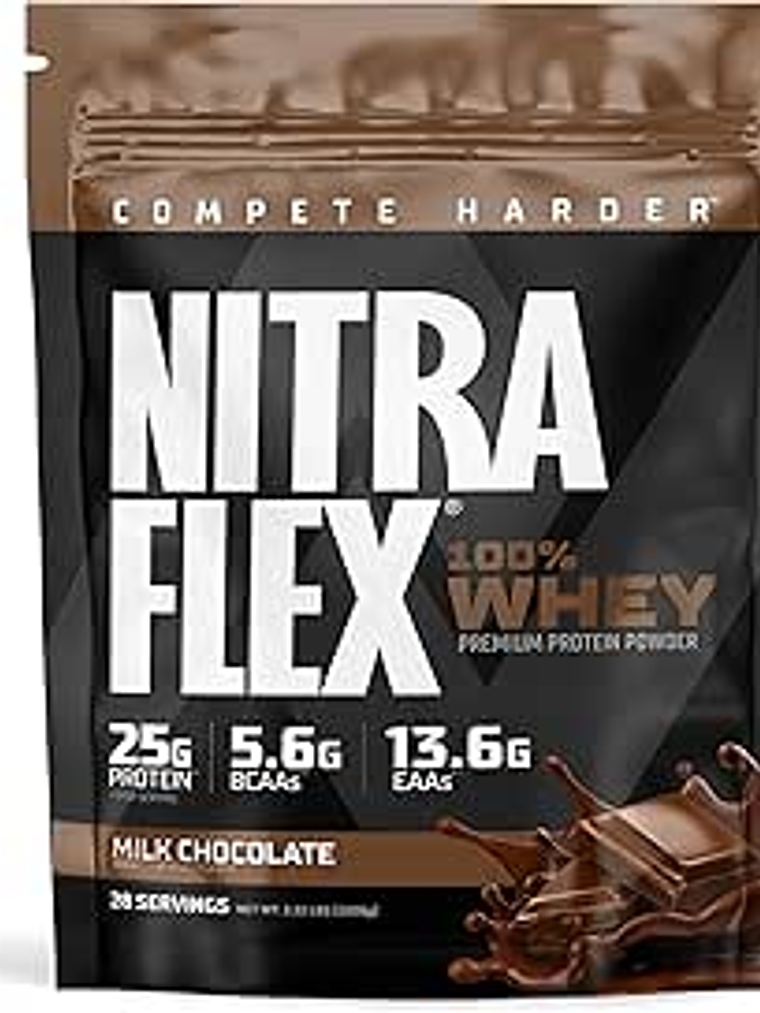 NITRAFLEX 100% Whey Premium Protein Powder - 2.2 lbs / 28 servicios, milk chocolate 1