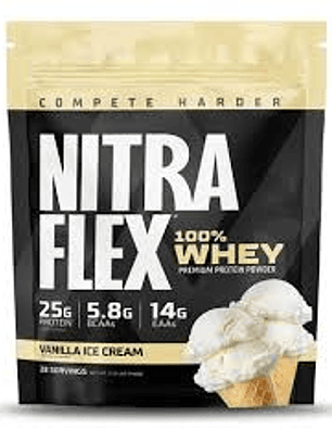 NITRAFLEX 100% Whey Premium Protein Powder - 2.1 lbs / 28 servicios, vainilla ice cream