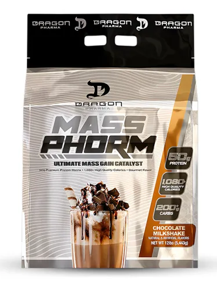 MASSPHORM Ultimate Mass Gain Catalyst - 12 lbs / 21 servicios, chocolate milkshake 1