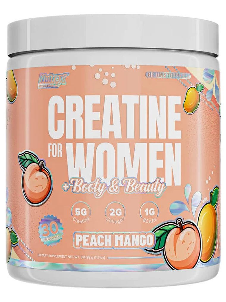 Creatina for WOMEN + Booty & Beauty - 315 grs / 30 servicios, peach mango 1