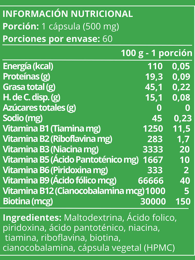 B Complex 60 cápsulas vegetales (para 60 días) 3