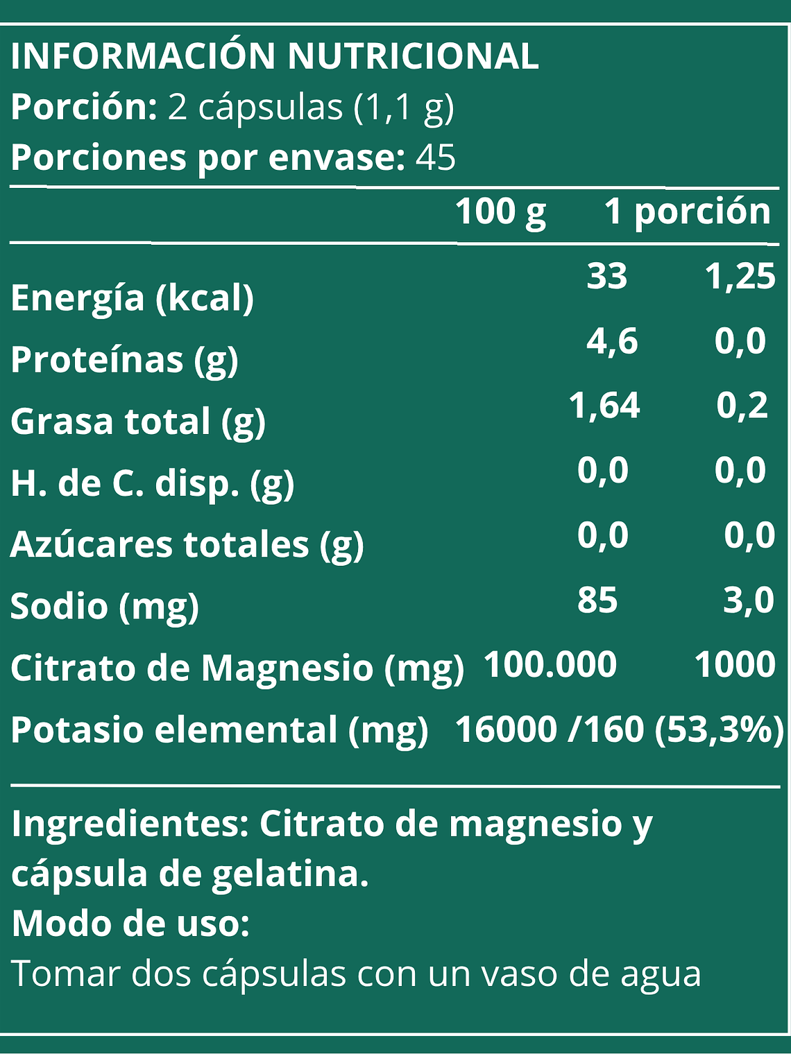 Citrato de magnesio 90 cápsulas (para 45 días) 3